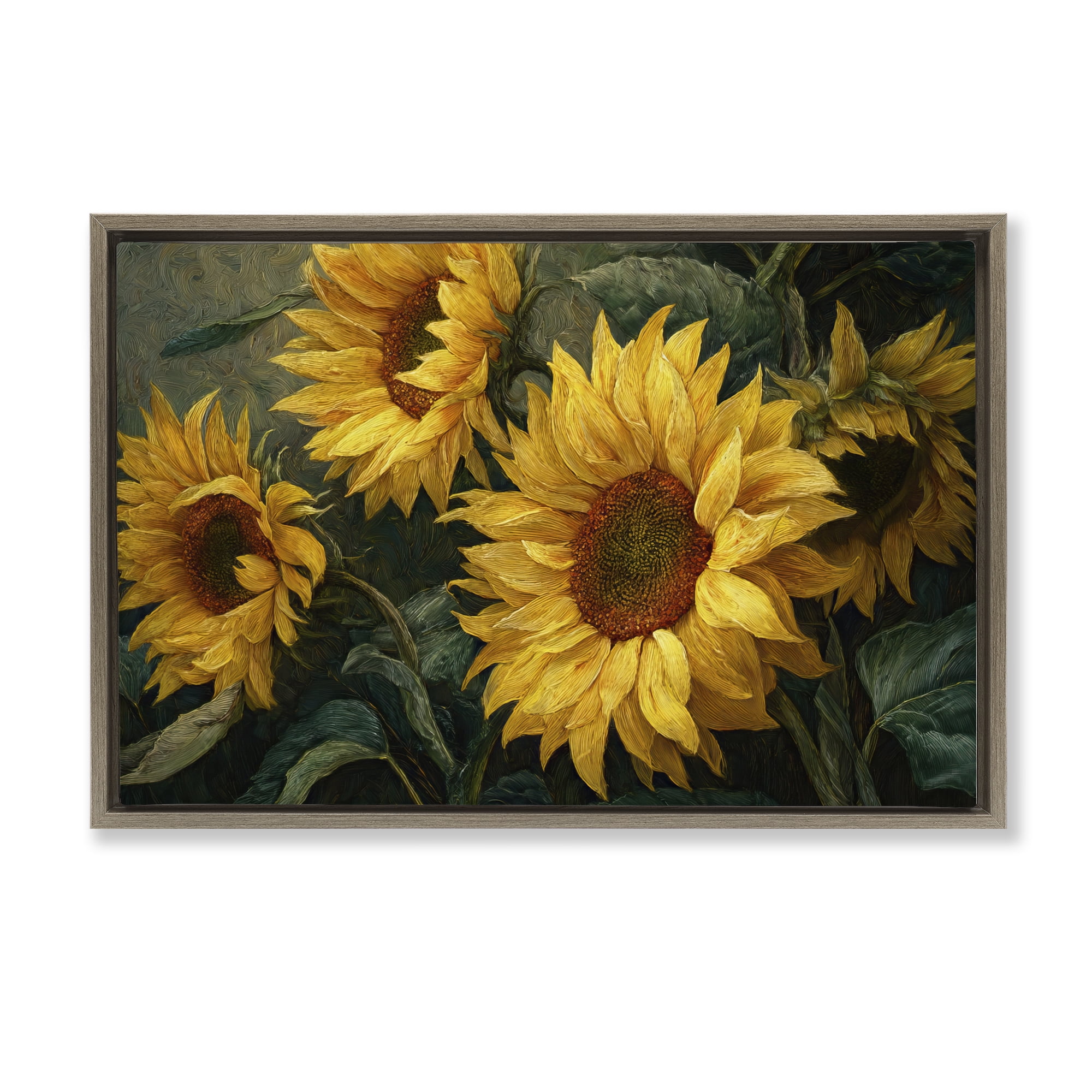 Stupell Industries Sunflowers For The Soul Brown Framed Floater Canvas Wall Art, design by Tina LeCour