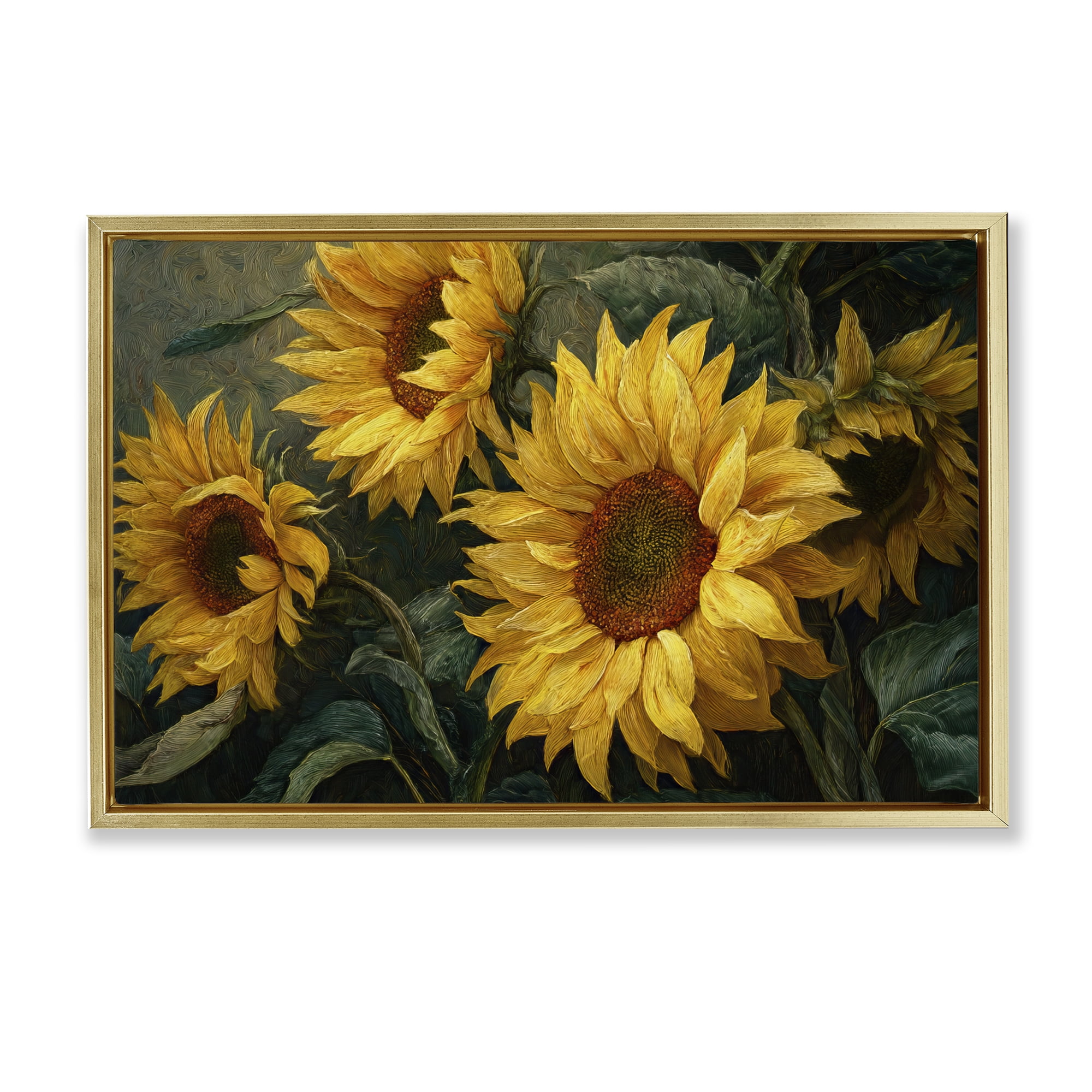 Stupell Industries Sunflowers For The Soul Gold Framed Floater Canvas Wall Art, design by Tina LeCour