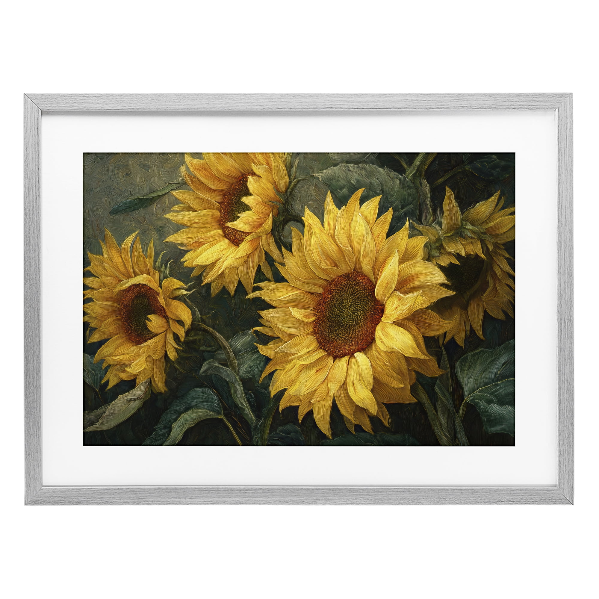 Stupell Industries Sunflowers For The Soul Gray Framed Print Under Glass, design by Tina LeCour