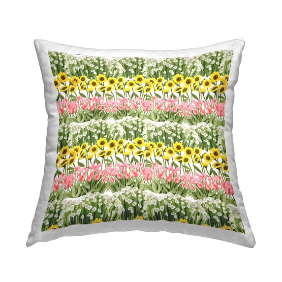 Stupell Industries Sunflowers & Tulips Pattern Square Decorative Printed Throw Pillow, 18 x 18
