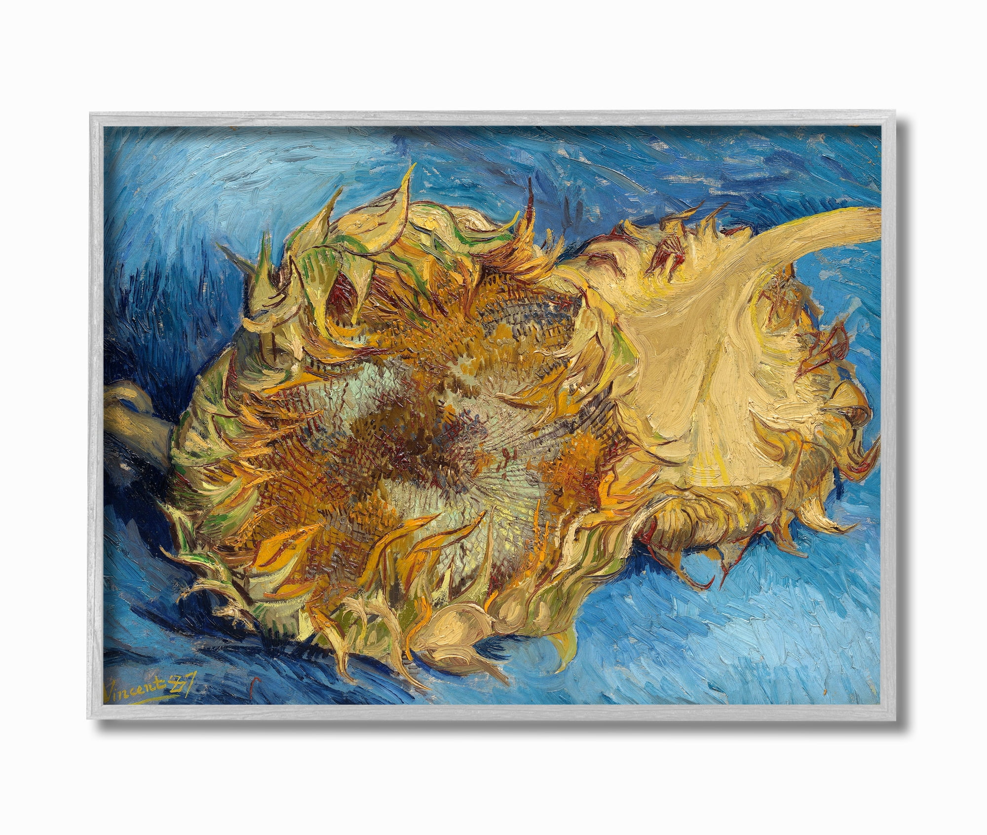 Stupell Industries Sunflowers Yellow Blue Van Gogh Classical Painting Framed Wall Art by Vincent Van Gogh