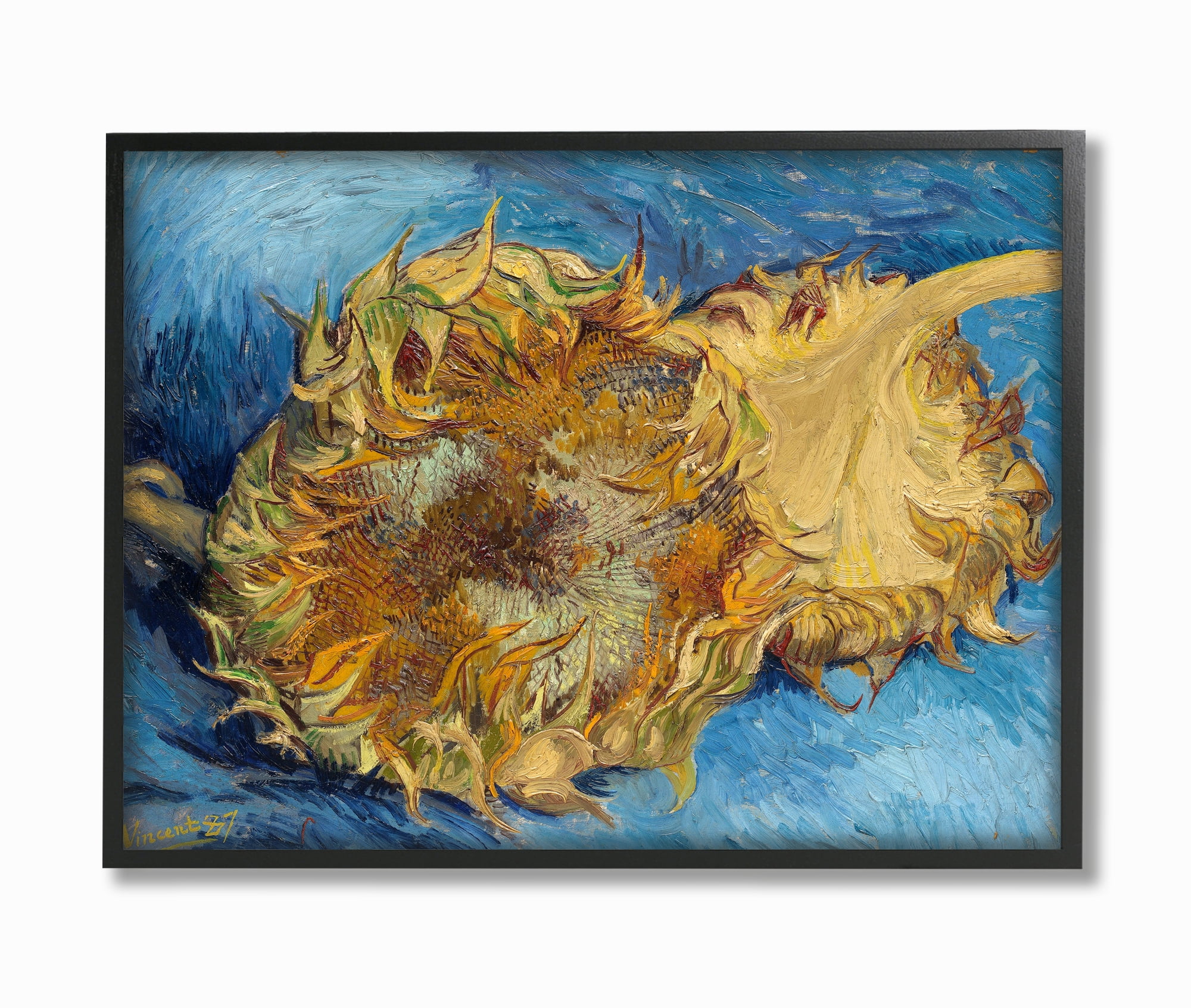 Stupell Industries Sunflowers Yellow Blue Van Gogh Classical Painting Framed Wall Art by Vincent Van Gogh