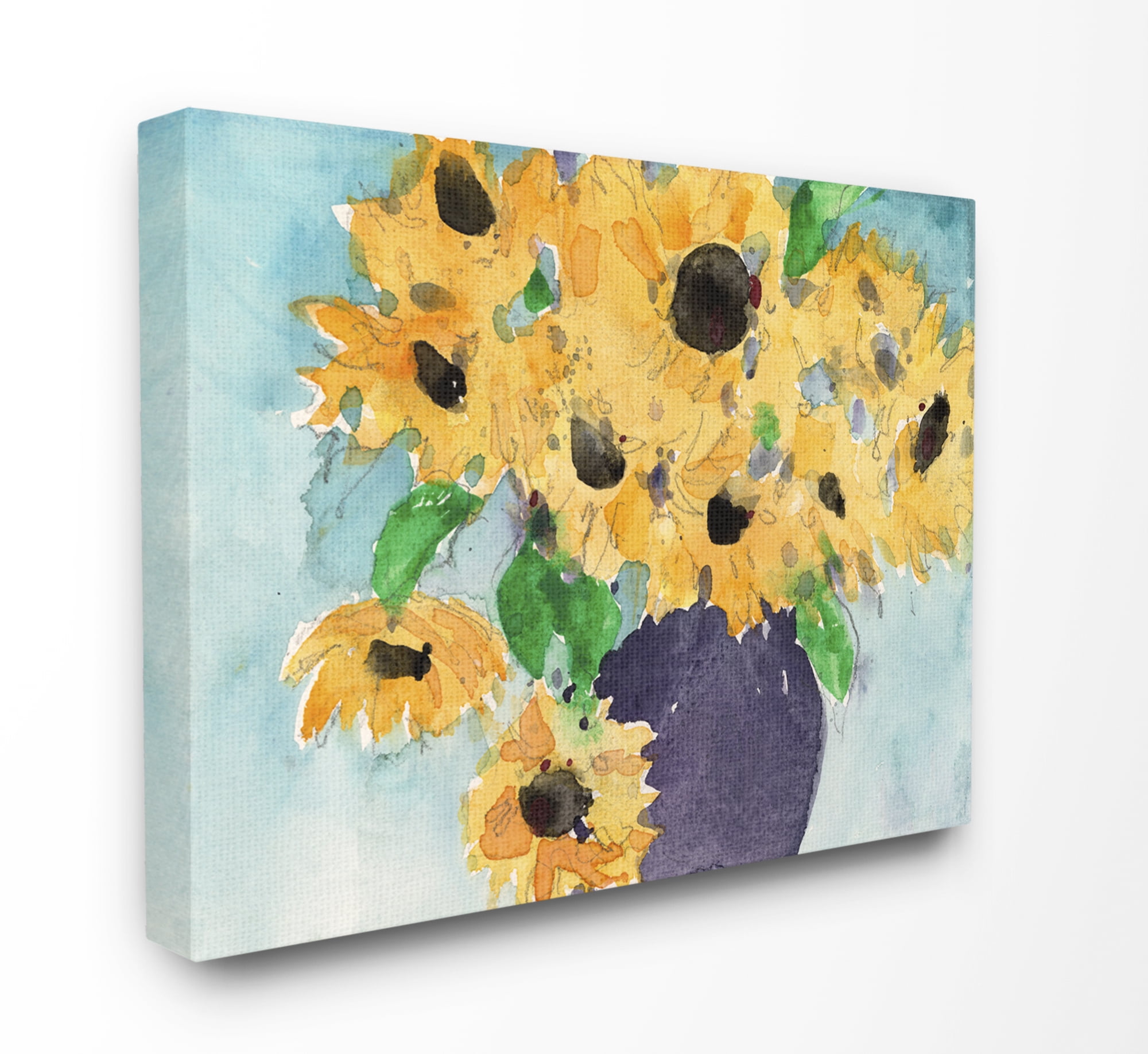 Stupell Industries Sunflowers Yellow Green Watercolor Painting Canvas Wall Art by &nbsp;Samuel Dixon