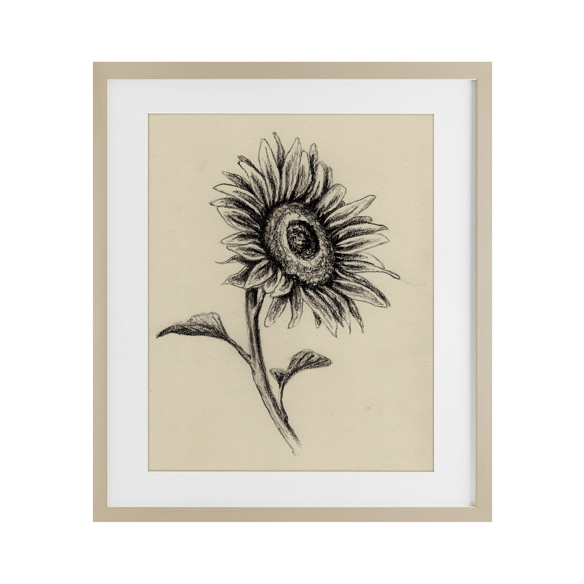 Stupell Industries Sunflowers in Charcoal Birch Framed Print Under Glass, design by Leah Noel Art