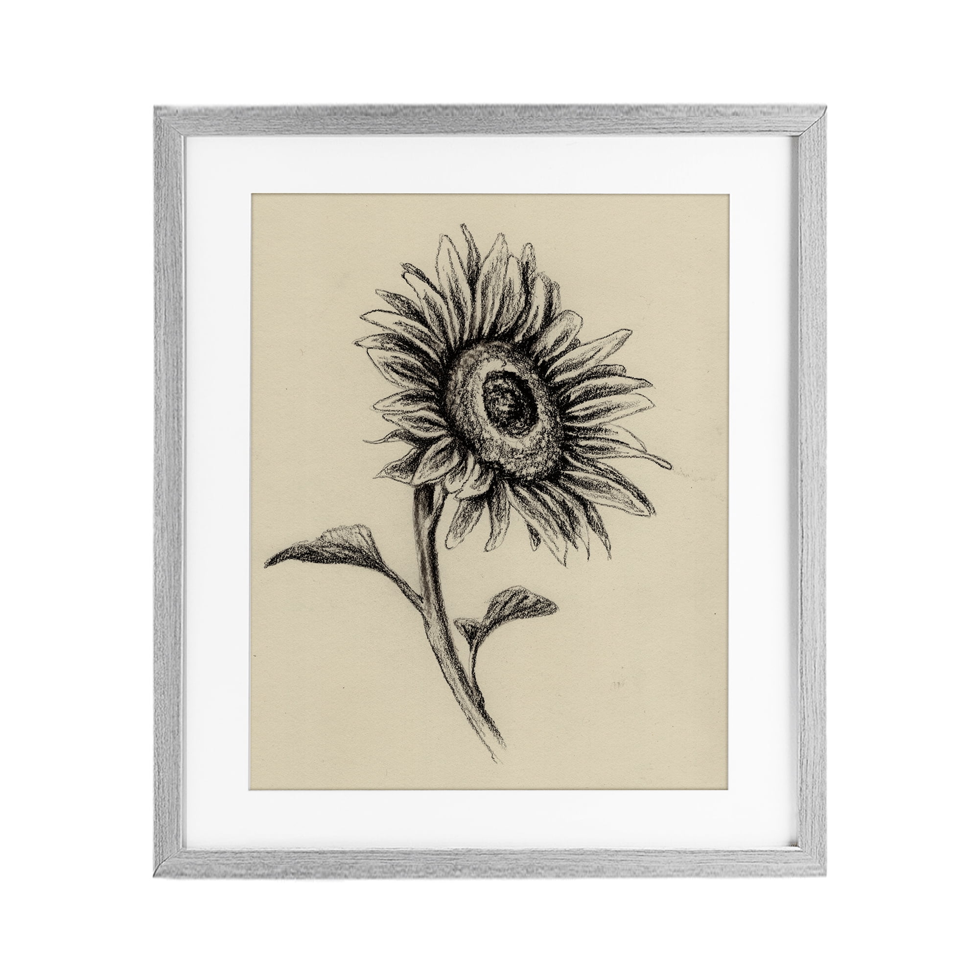 Stupell Industries Sunflowers in Charcoal Gray Framed Print Under Glass, design by Leah Noel Art