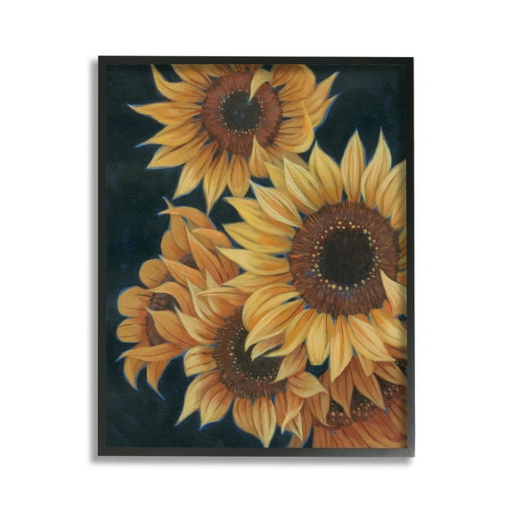 Stupell Industries Sunflowers with Curling Petals Botanical & Floral Painting Black Framed Art Print Wall Art, 11 x 14
