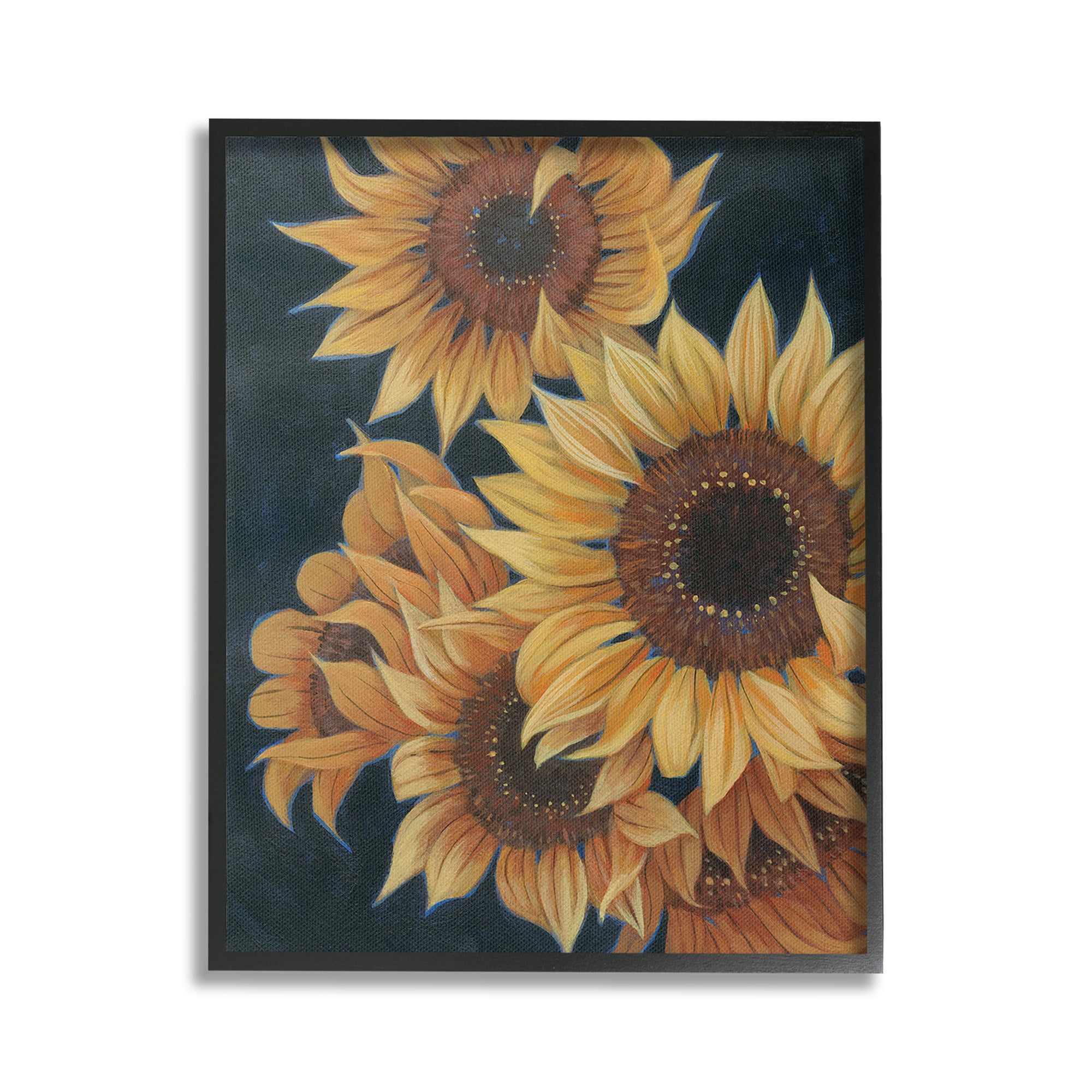 Stupell Industries Sunflowers with Curling Petals Botanical & Floral Painting Black Framed Art Print Wall Art, 24 x 30
