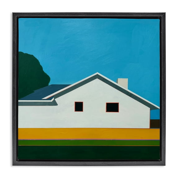 Stupell Industries Mid-Century Sunkissed Suburbia House Black Floating Frame Canvas Art, 18 x 18, by Jan Weiss
