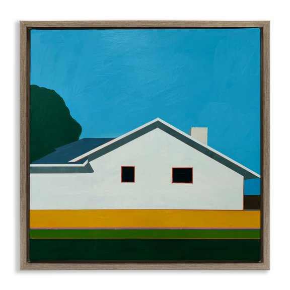 Stupell Industries Sunkissed Suburbia House Brown Framed Floater Canvas Wall Art, design by Jan Weiss