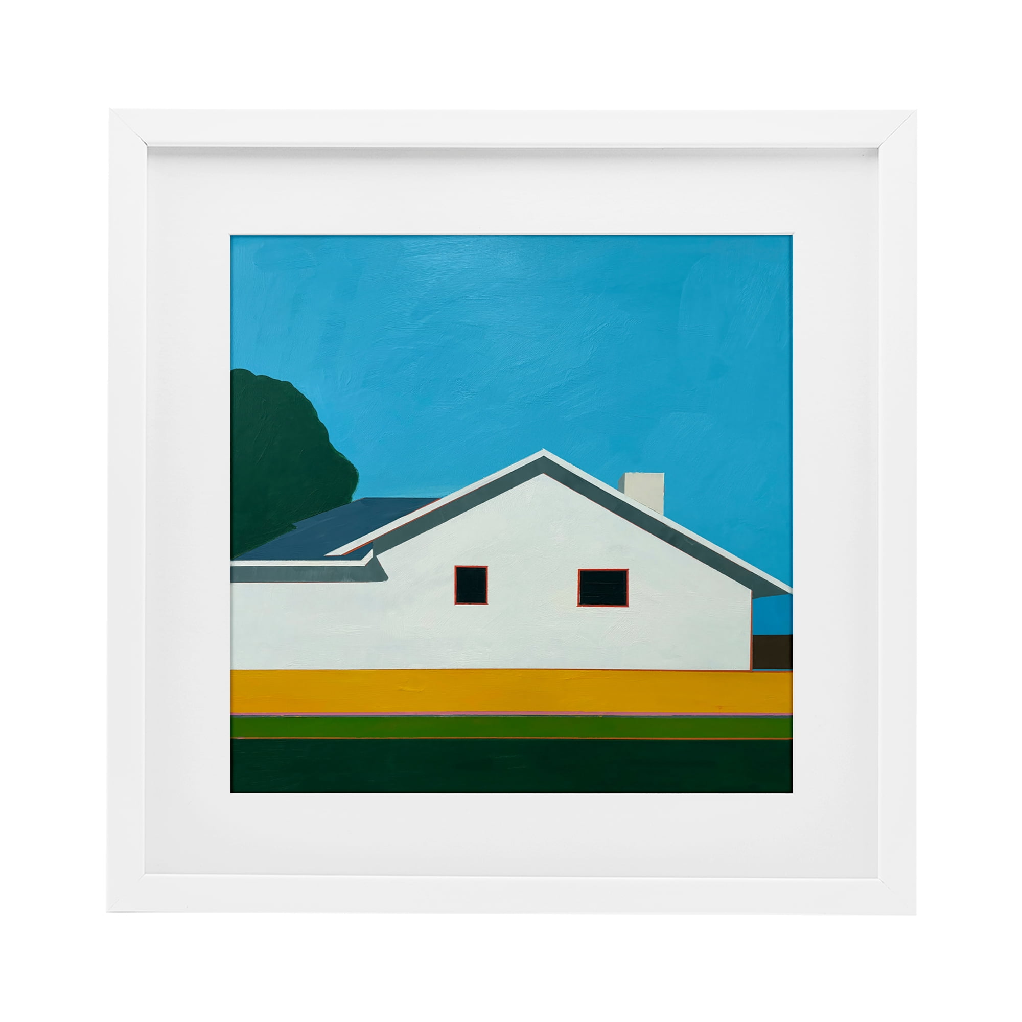 Stupell Industries Sunkissed Suburbia House White Framed Print Under Glass, design by Jan Weiss