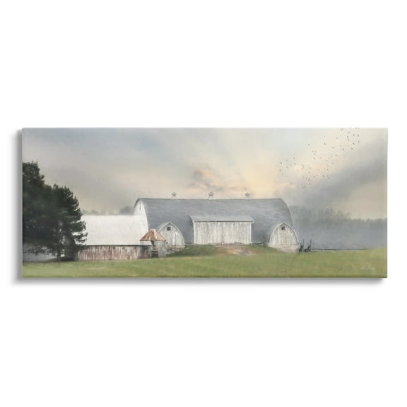 Stupell Industries Sunlit Barn Birds Flying Rural Countryside Pasture Graphic Art Gallery Wrapped Canvas Print Wall Art, Design by Lori Deiter