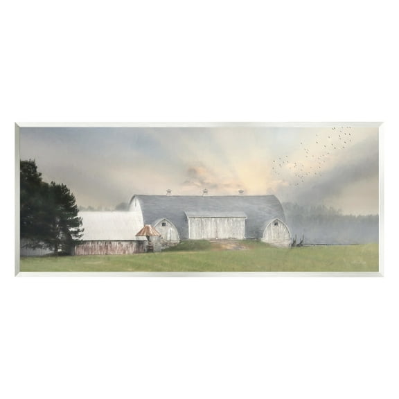 Stupell Industries Sunlit Barn Birds Flying Rural Countryside Pasture Graphic Art Unframed Art Print Wall Art, Design by Lori Deiter