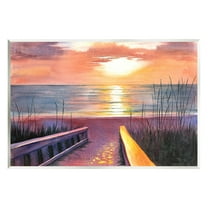 Stupell Industries Sunlit Beach Pathway Landscape Painting Unframed Art Print Wall Art, 15 x 10