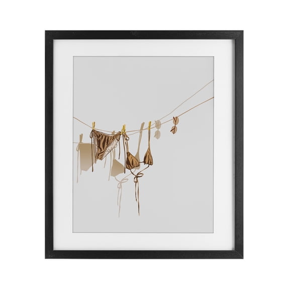 Stupell Industries Contemporary Sunlit Bikini on Clothesline Black Framed Print Under Glass, 13 x 16, by Ziwei Li