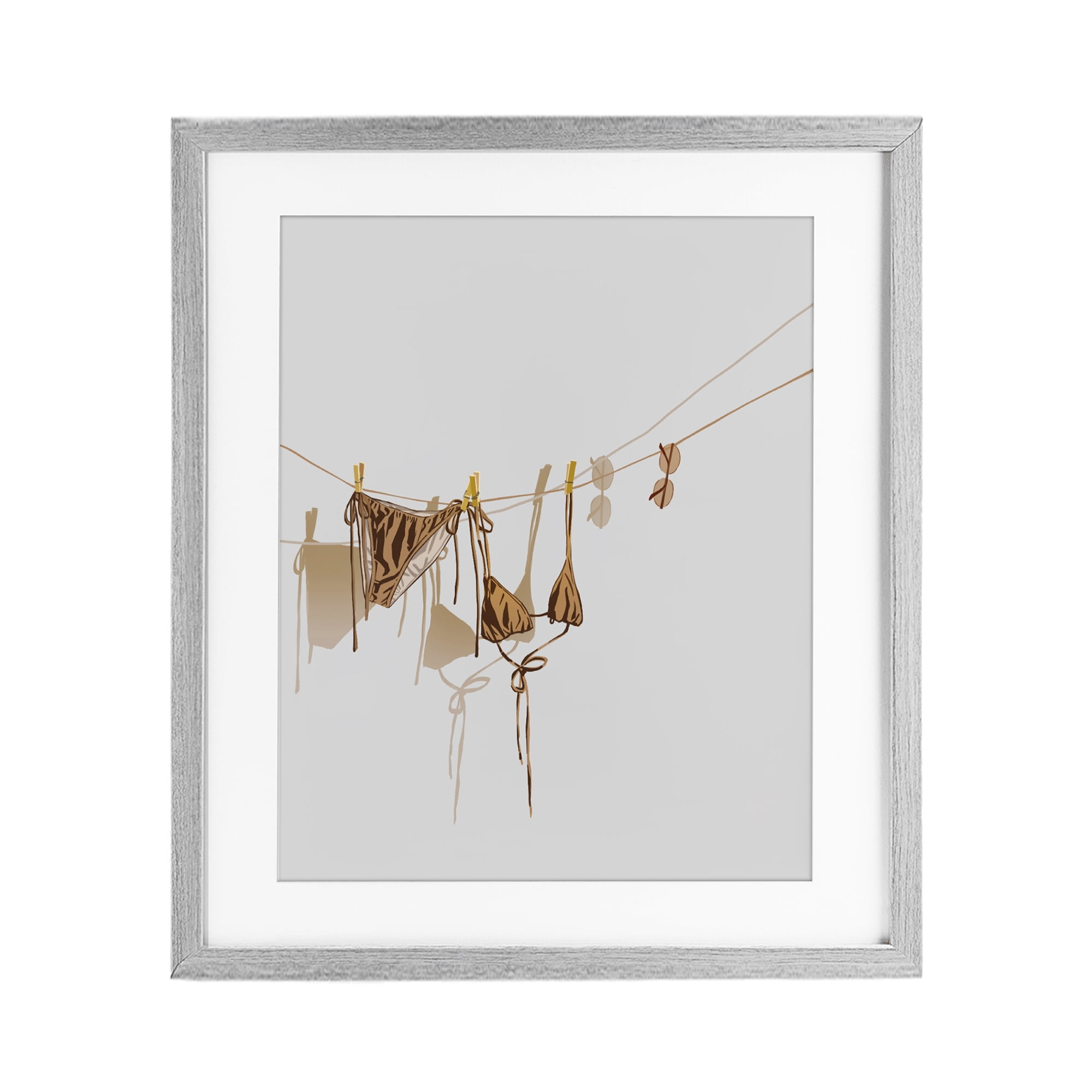 Stupell Industries Sunlit Bikini on Clothesline Gray Framed Print Under Glass, design by Ziwei Li