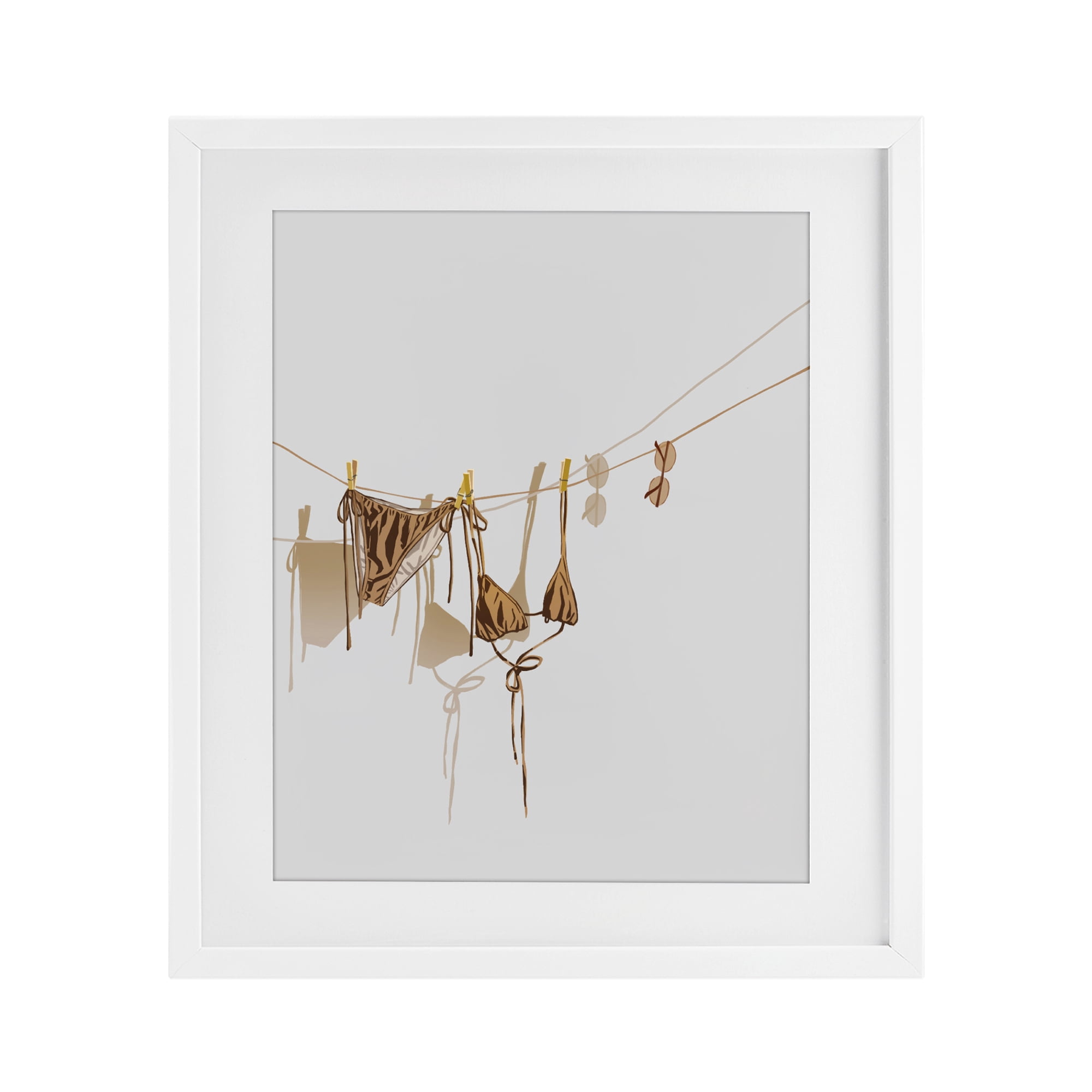 Stupell Industries Sunlit Bikini on Clothesline White Framed Print Under Glass, design by Ziwei Li
