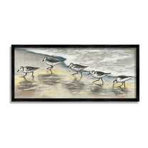 Stupell Industries Sunlit Birds & Beach Foam Animals & Insects Painting Black Framed Art Print Wall Art, 24 x 10