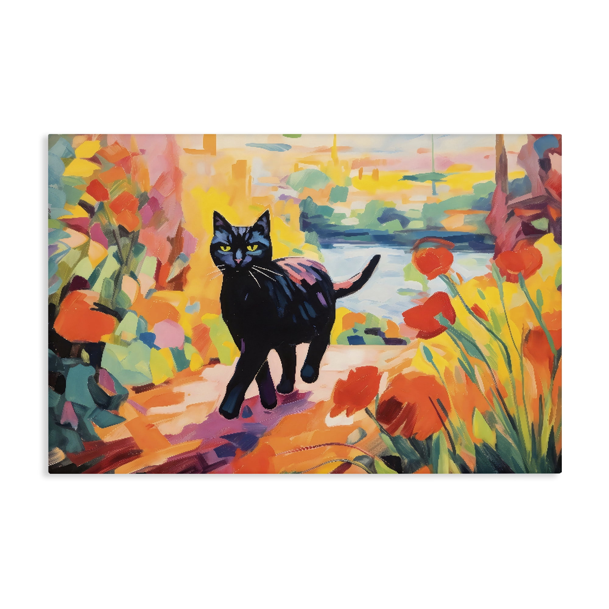 Stupell Industries Sunlit Black Cat in Garden Canvas Wall Art, design by Creative Studio