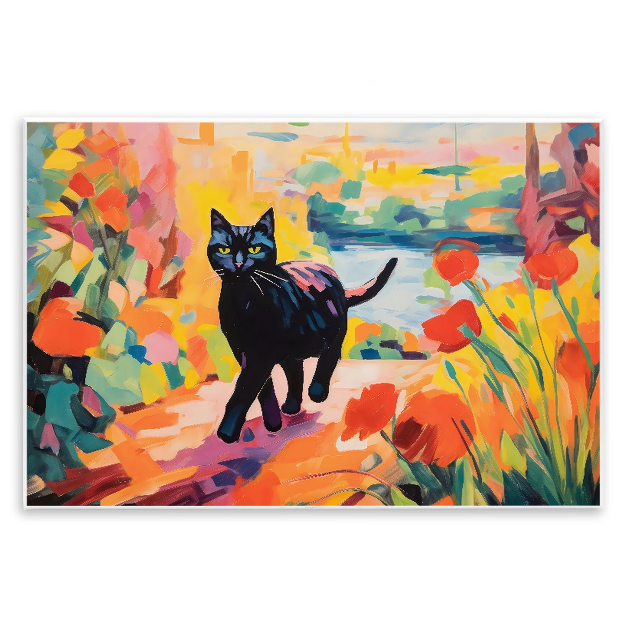 Stupell Industries Sunlit Black Cat in Garden Wall Plaque Art, design by Creative Studio