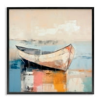 Stupell Industries Sunlit Boat Reflection Transportation Painting Black Framed Art Print Wall Art, 12 x 12