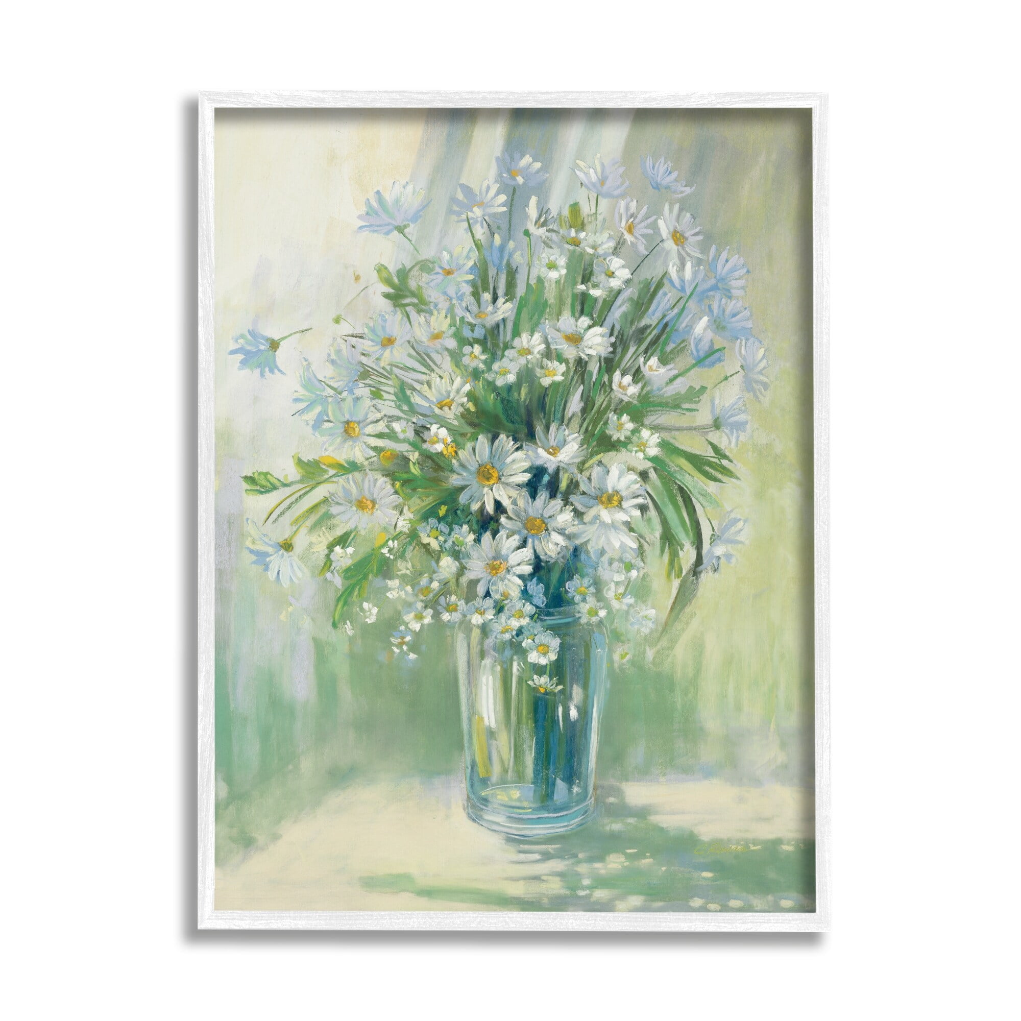 Stupell Industries Sunlit Bouquet of Daisies Blue Green Pastels, 24 x 30,Design by Carol Rowan