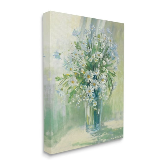 Stupell Industries Sunlit Bouquet of Daisies Blue Green Pastels Canvas Wall Art, 24 x 30, Design by Carol Rowan