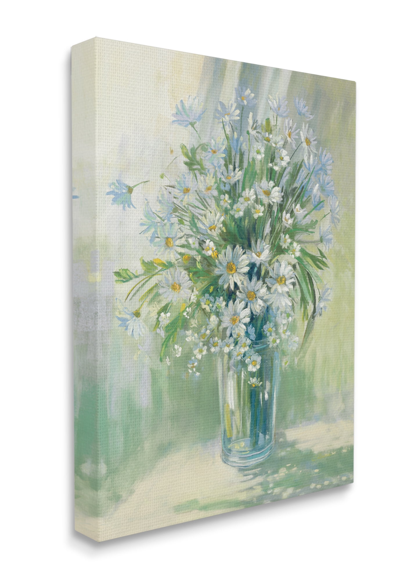 Stupell Industries Sunlit Bouquet of Daisies Blue Green Pastels Canvas Wall Art, 30 x 40, Design by Carol Rowan