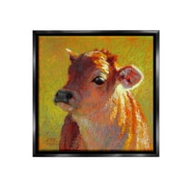 Stupell Industries Sunlit Calf Painting Animals & Insects Painting Black Floater Framed Canvas Art Print Wall Art, 18 x 18