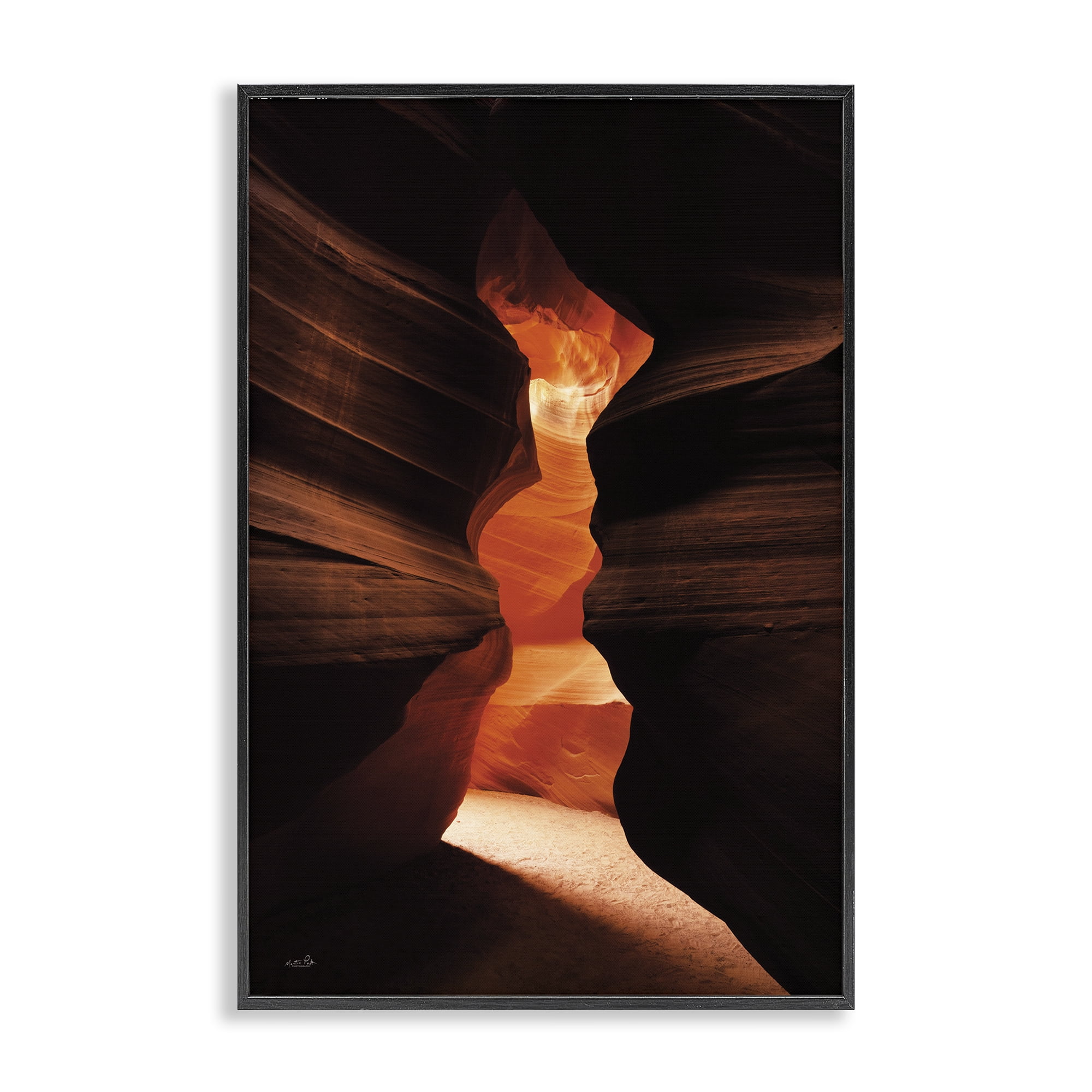 Stupell Industries Sunlit Canyon Cave Landscape Photography Black Framed Art Print Wall Art, 16 x 24