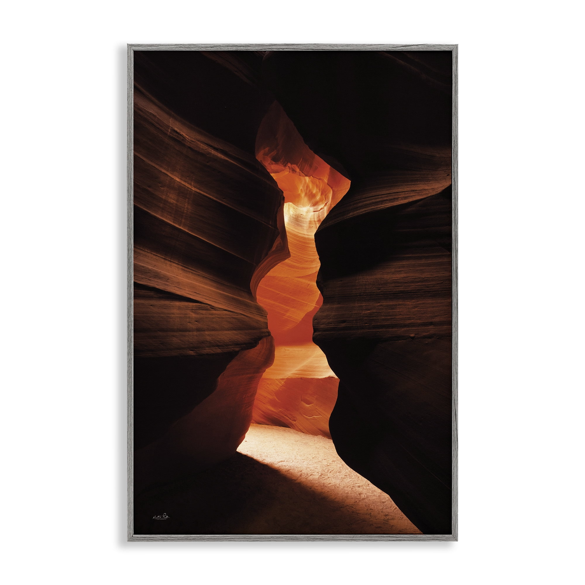 Stupell Industries Sunlit Canyon Cave Landscape Photography Gray Framed Art Print Wall Art, 16 x 24