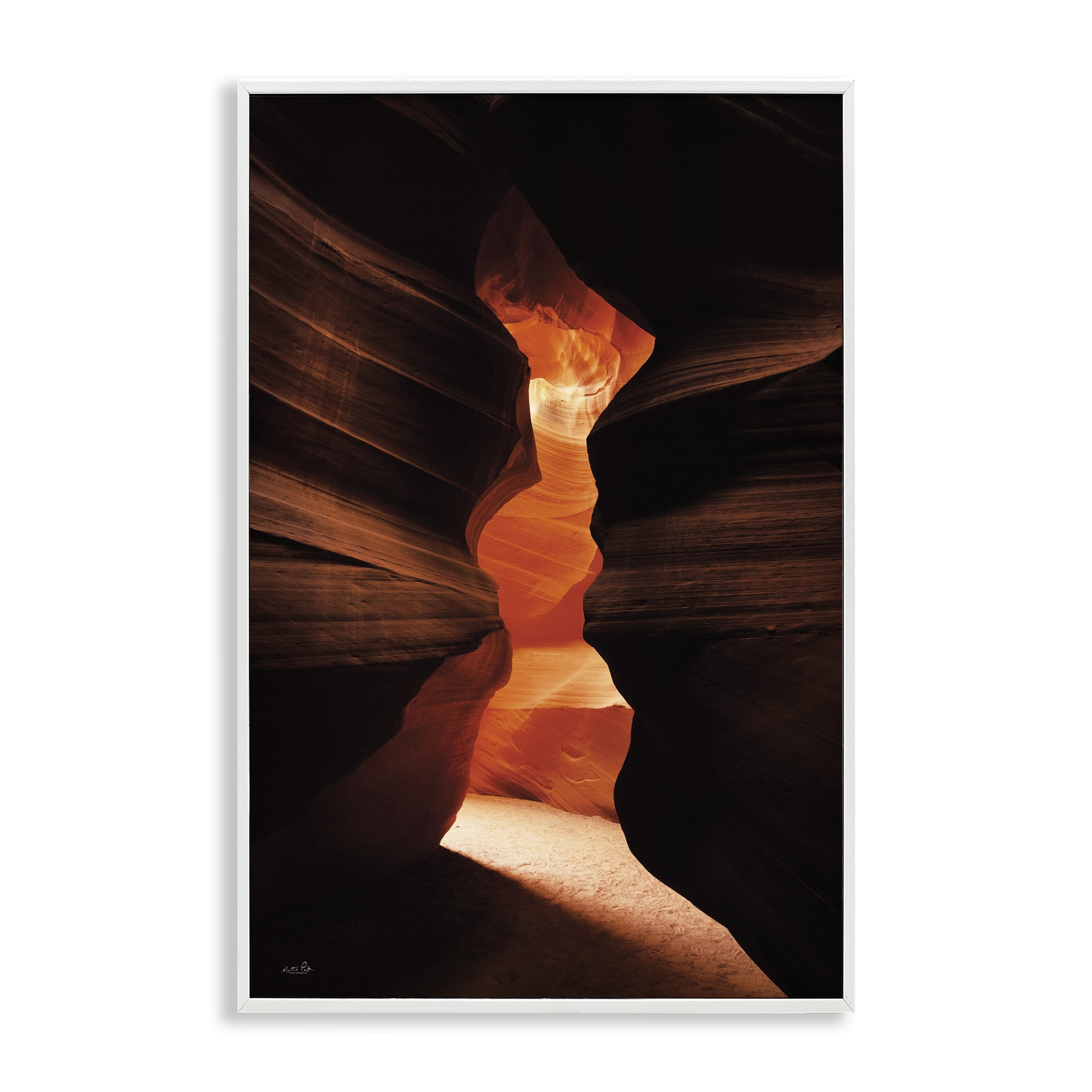 Stupell Industries Sunlit Canyon Cave Landscape Photography White Framed Art Print Wall Art, 16 x 24