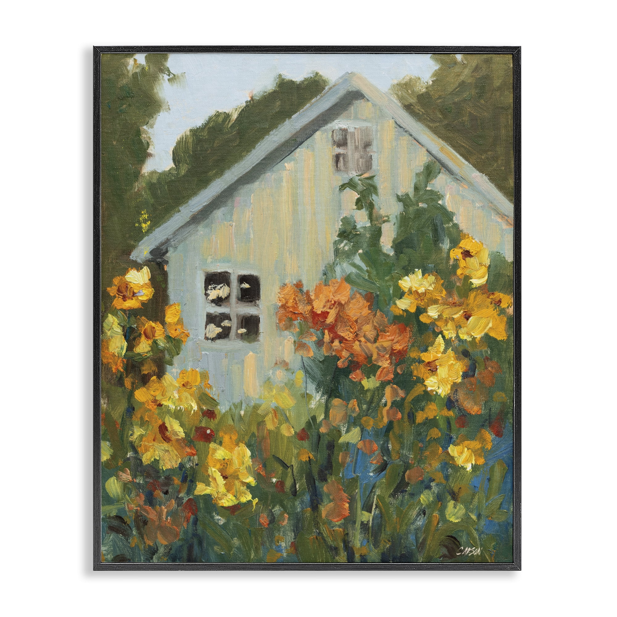 Stupell Industries Sunlit Cottage Garden View Black Framed Giclee Art, design by Carson Overstreet
