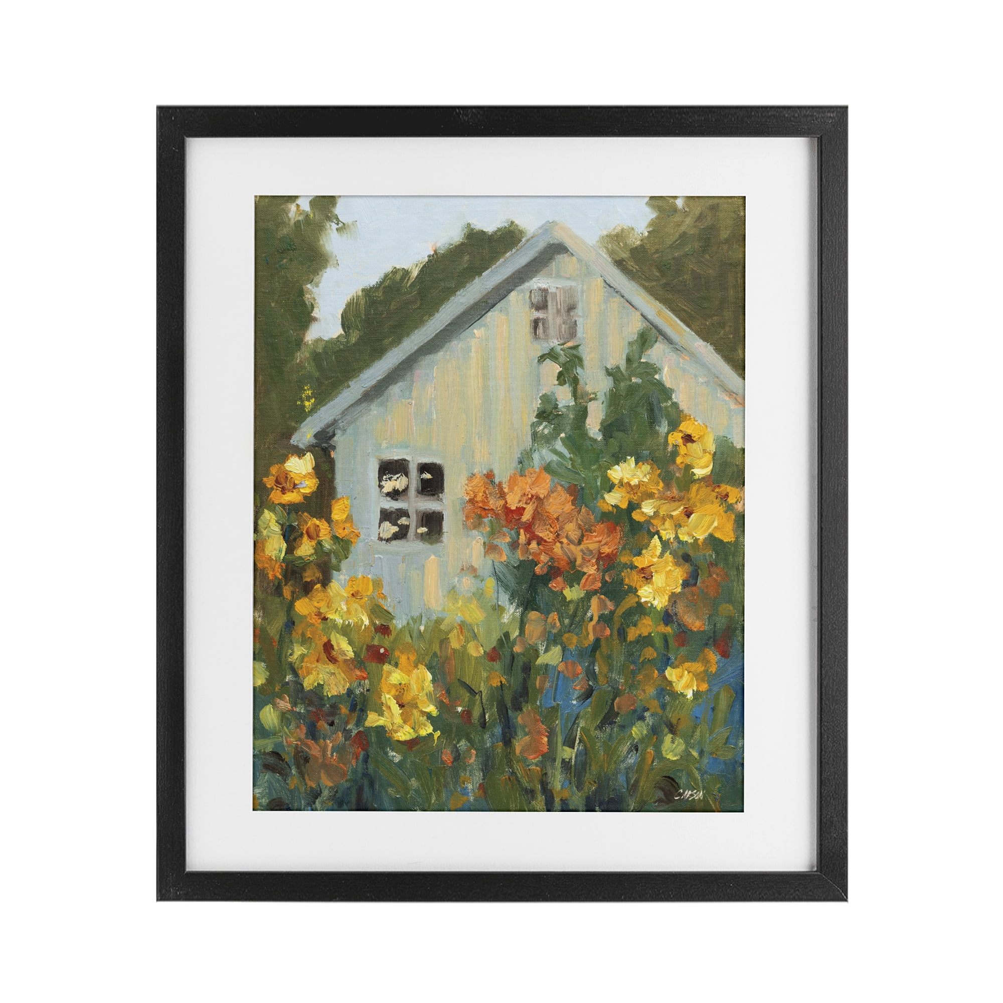 Stupell Industries Sunlit Cottage Garden View Black Framed Print Under Glass, design by Carson Overstreet