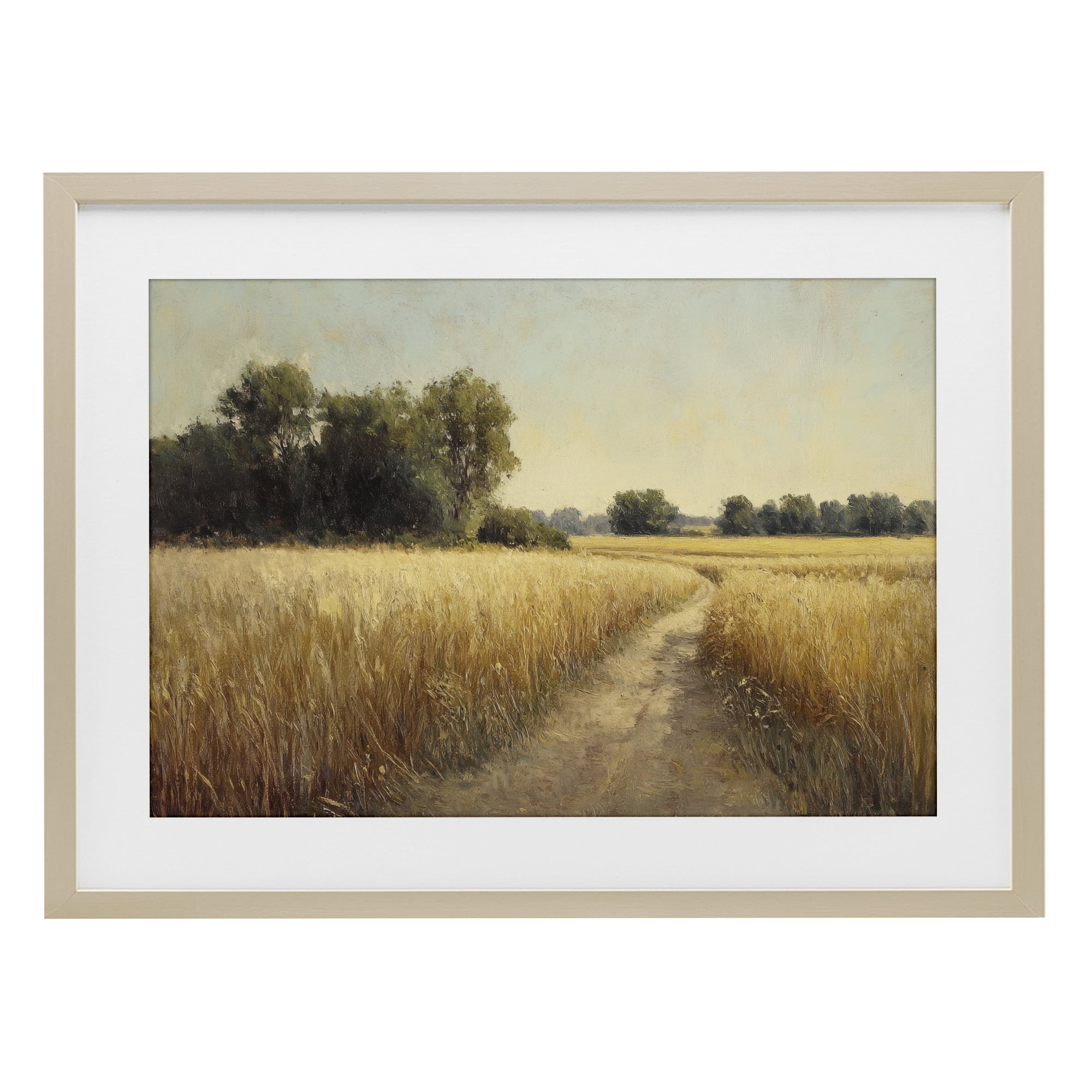 Stupell Industries Sunlit Country Wheat Path Birch Framed Print Under Glass, design by Petal Prints Design