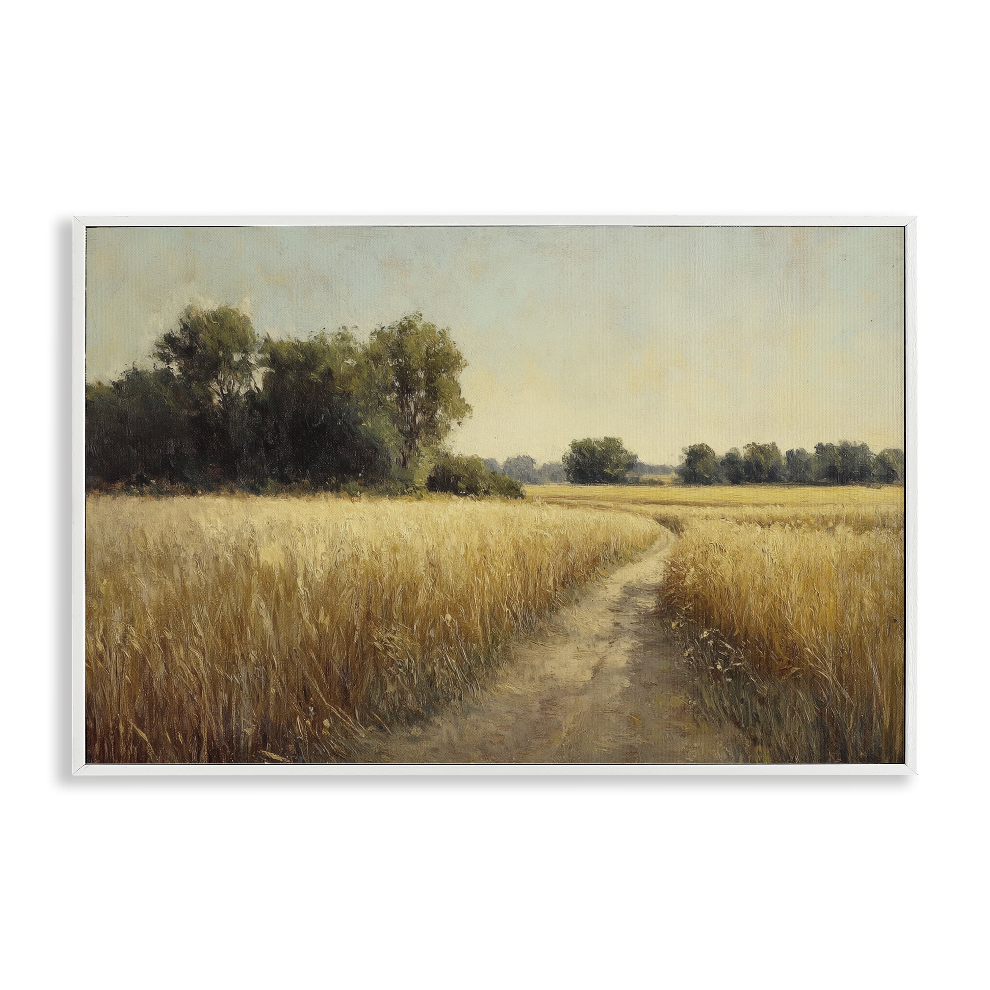 Stupell Industries Sunlit Country Wheat Path White Framed Giclee Art, design by Petal Prints Design