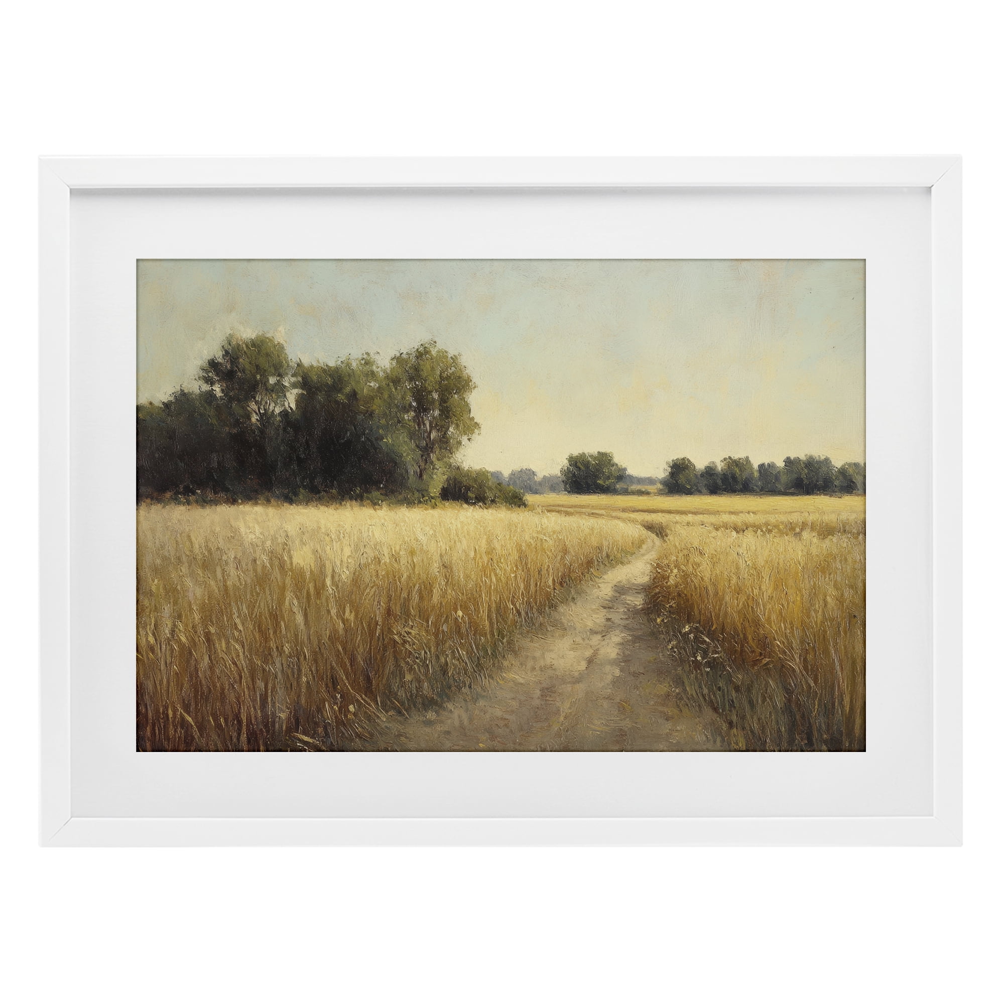 Stupell Industries Sunlit Country Wheat Path White Framed Print Under Glass, design by Petal Prints Design