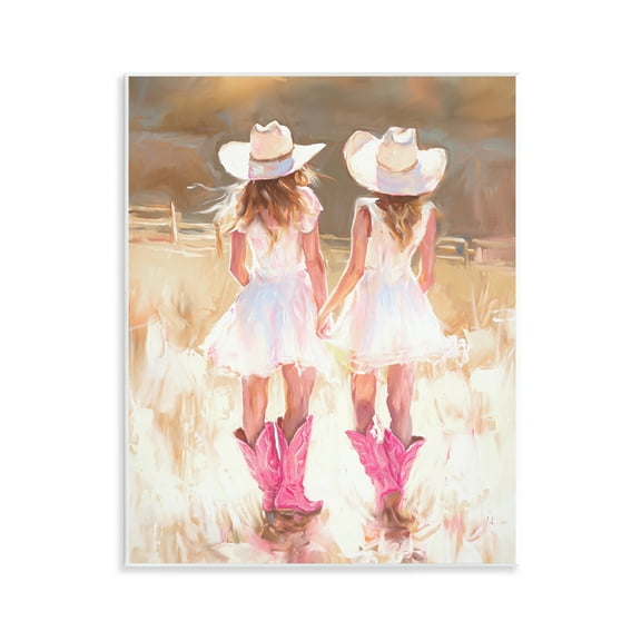 Stupell Industries Sunlit Cowgirl Sisters Novelty Painting Unframed Art Print Wall Art, 11 x 14