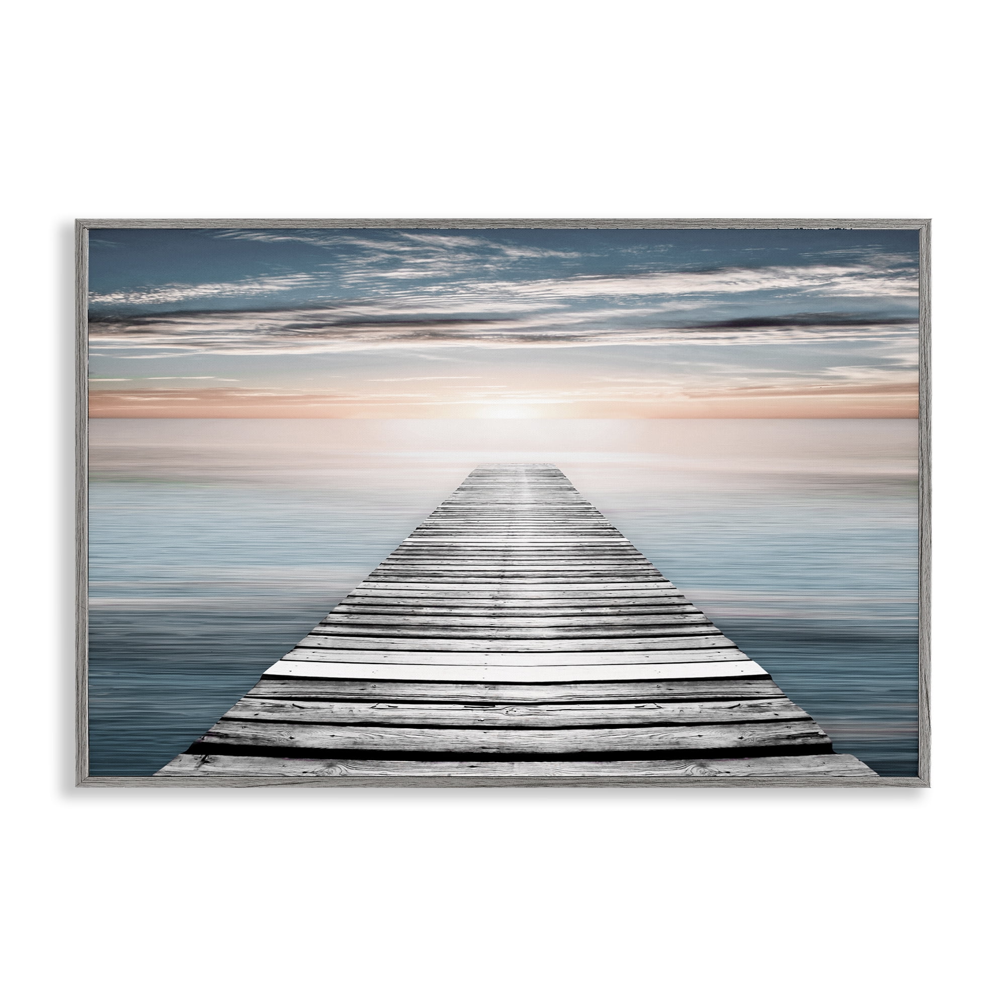 Stupell Industries Sunlit Dock Planks Landscape & Nature Photography Gray Framed Art Print Wall Art, 24 x 16