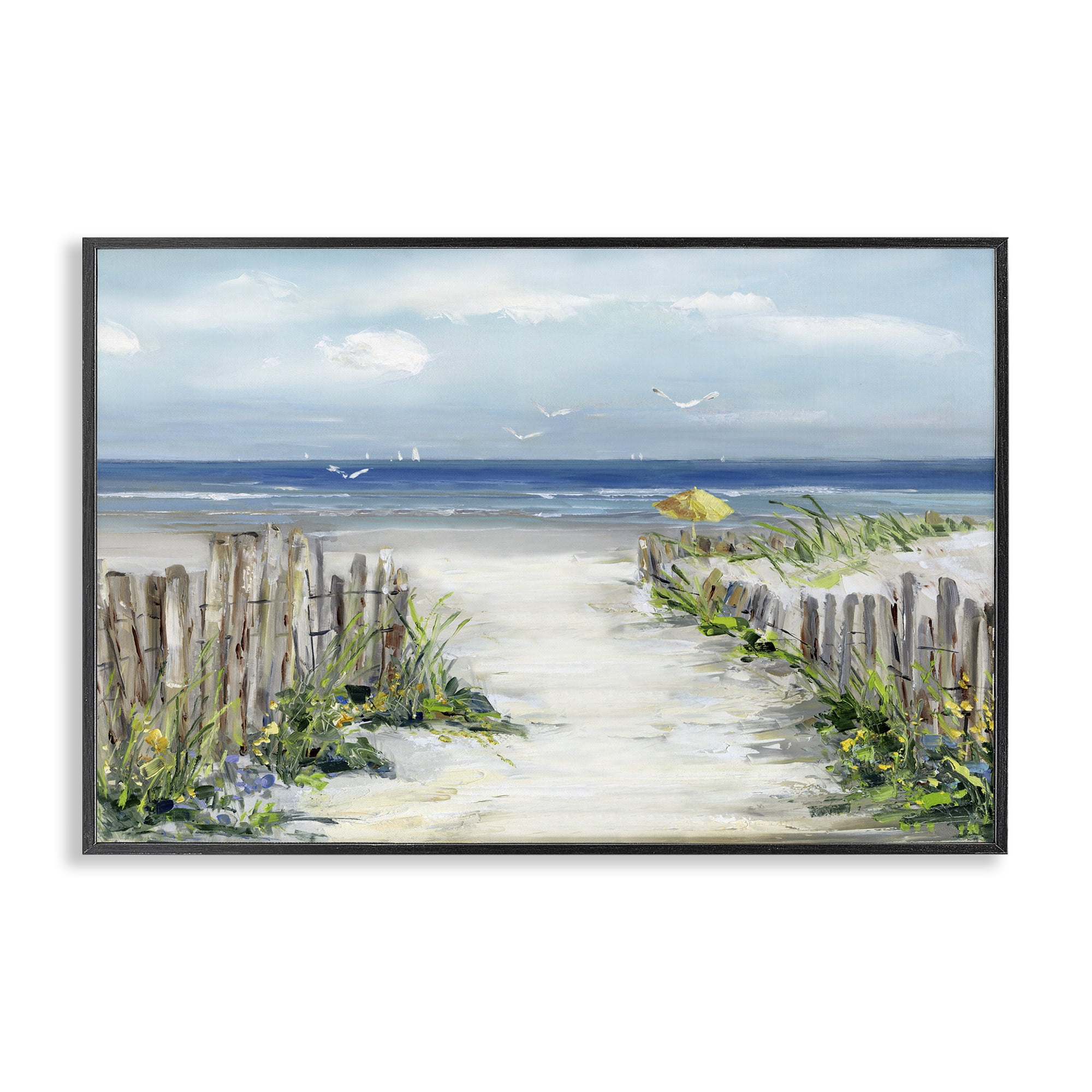 Stupell Industries Sunlit Dune Path To Ocean Black Framed Giclee Art, design by Sally Swatland