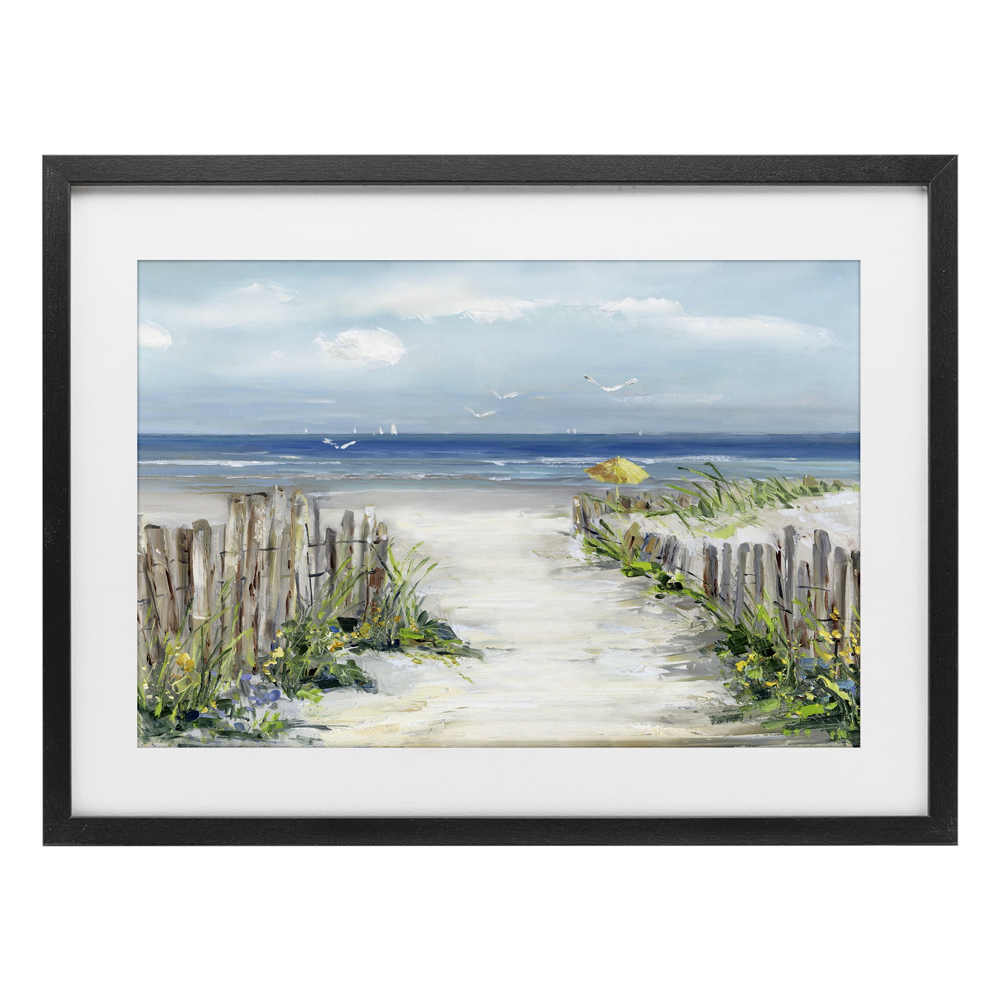 Stupell Industries Sunlit Dune Path To Ocean Black Framed Print Under Glass, design by Sally Swatland