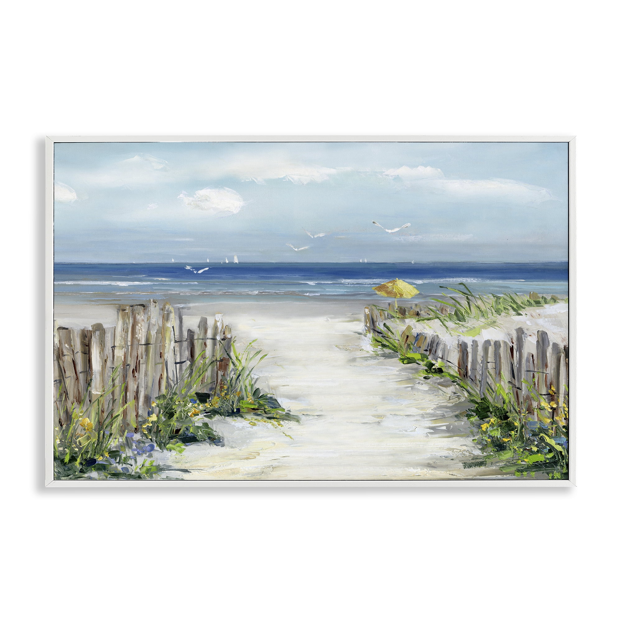 Stupell Industries Sunlit Dune Path To Ocean White Framed Giclee Art ...
