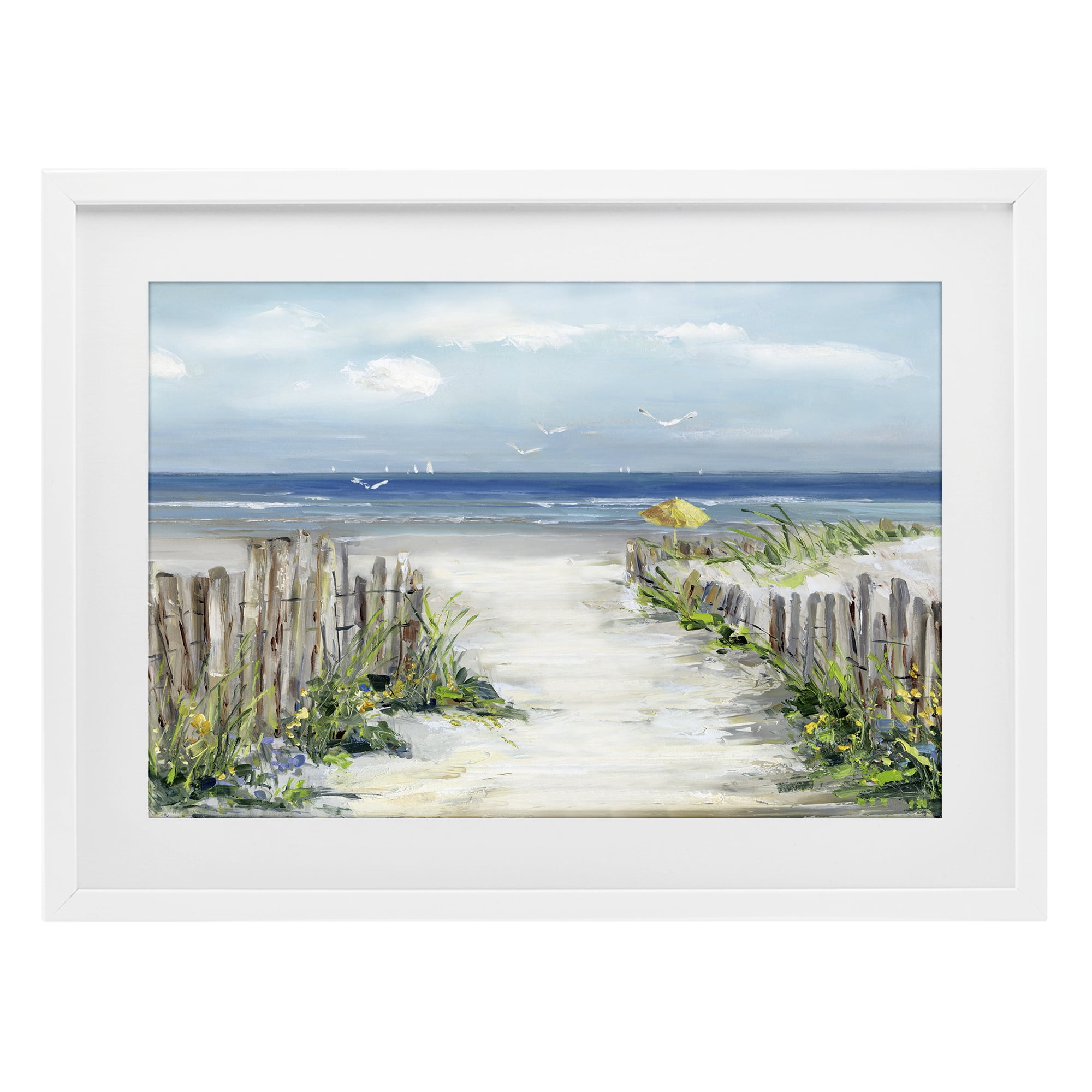 Stupell Industries Sunlit Dune Path To Ocean White Framed Print Under Glass, design by Sally Swatland