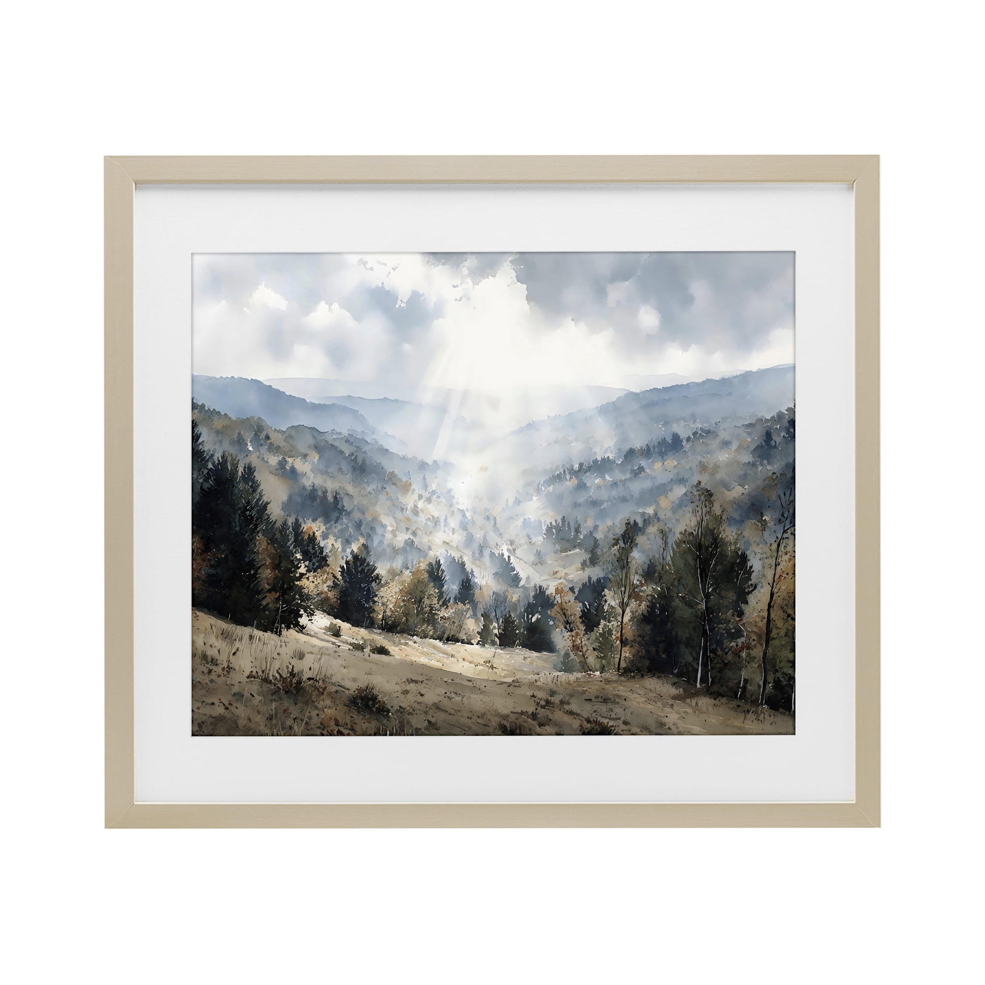 Stupell Industries Sunlit Fall Valley Beams Birch Framed Print Under Glass, design by Franklyn Gregory