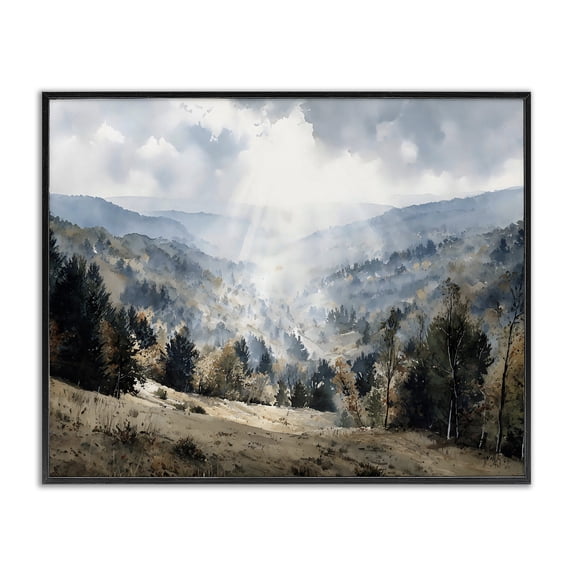Stupell Industries Transitional Sunlit Fall Valley Beams Black Framed Giclee Art, 14 x 11, by Franklyn Gregory