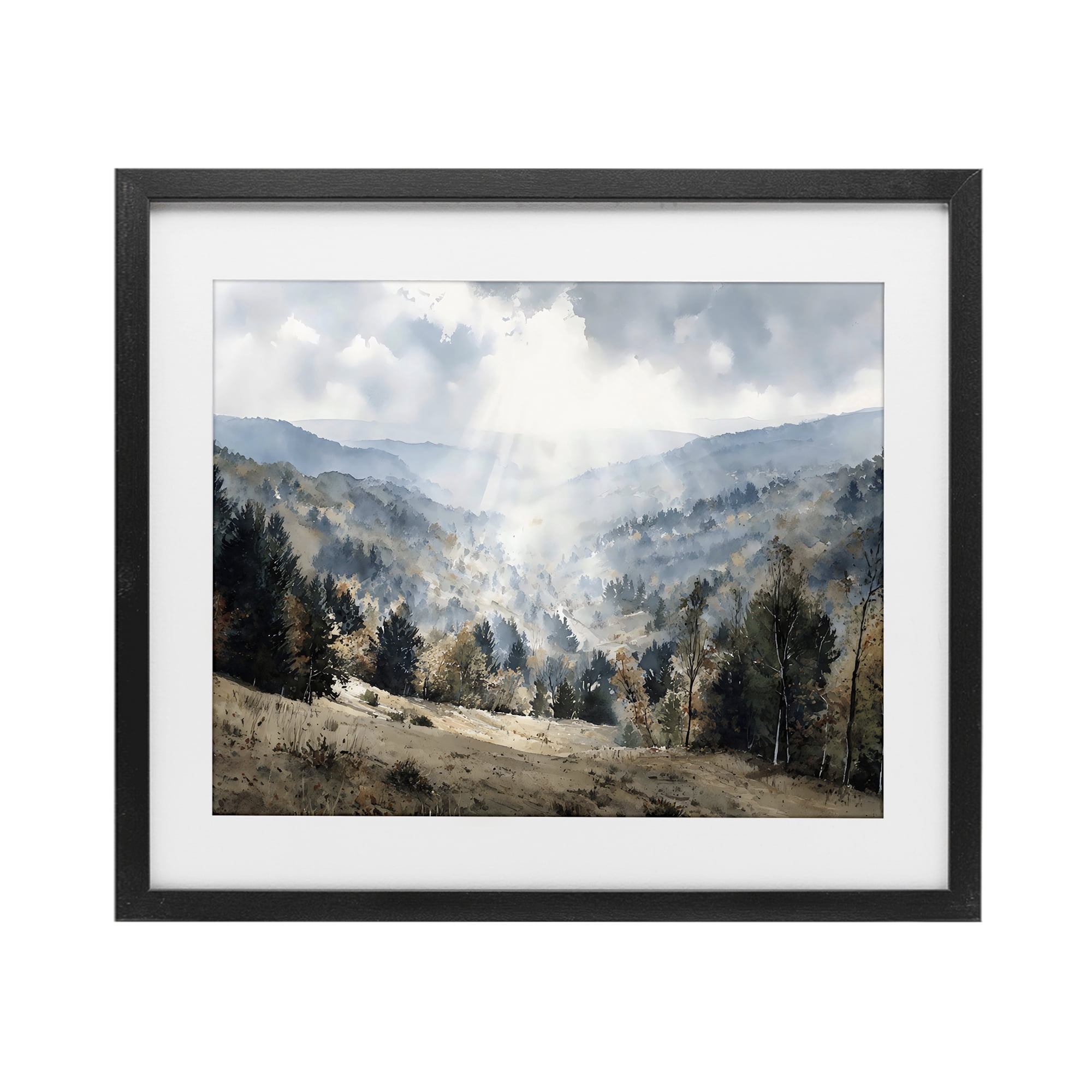 Stupell Industries Sunlit Fall Valley Beams Black Framed Print Under Glass, design by Franklyn Gregory