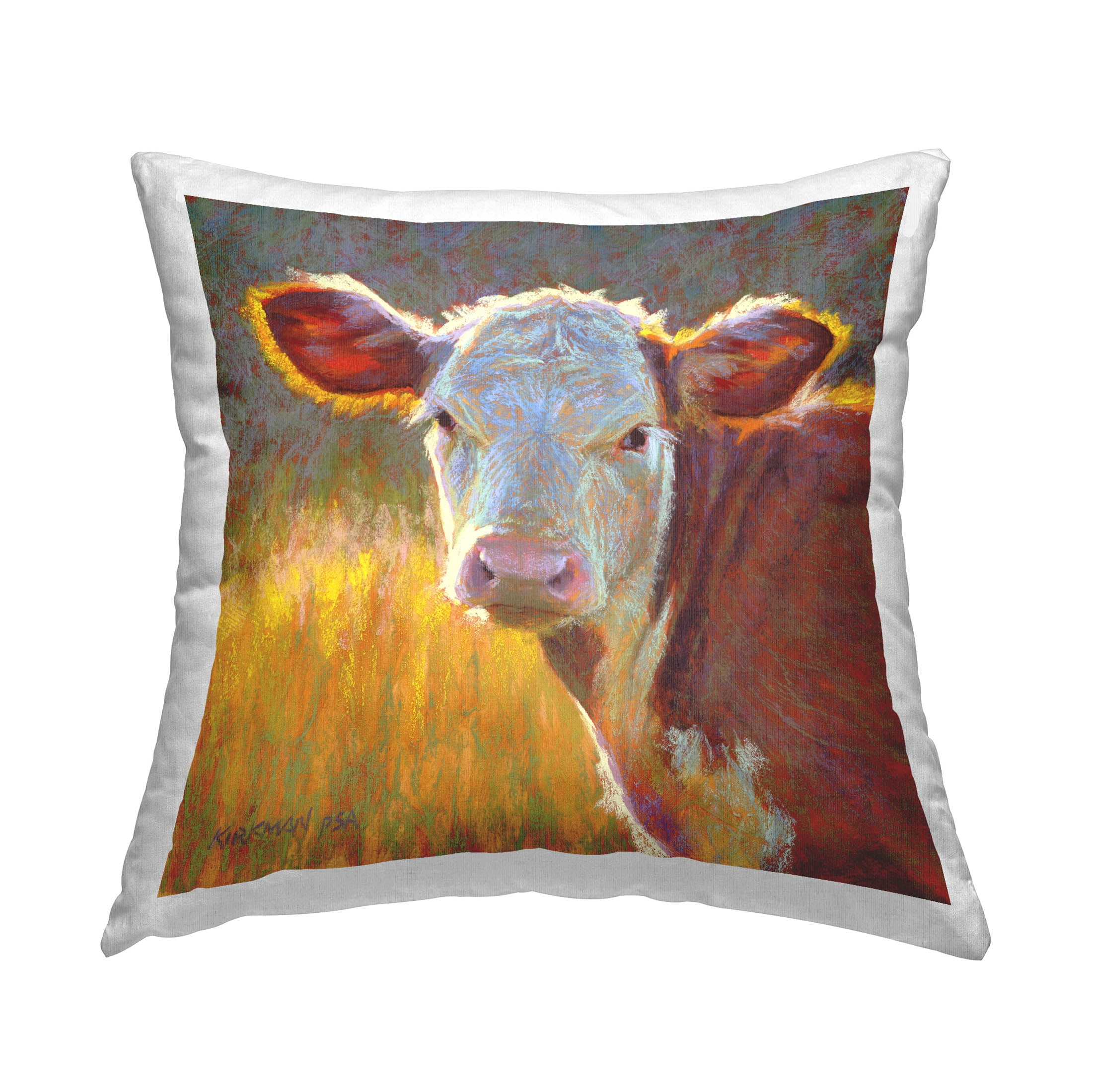 Stupell Industries Sunlit Farm Cow Animal Printed Throw Pillow Design by Rita Kirkman