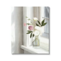 Stupell Industries Sunlit Flower Bouquet Blooming White Petals Windowsill Painting Gallery Wrapped Canvas Print Wall Art, Design by Leah Straatsma