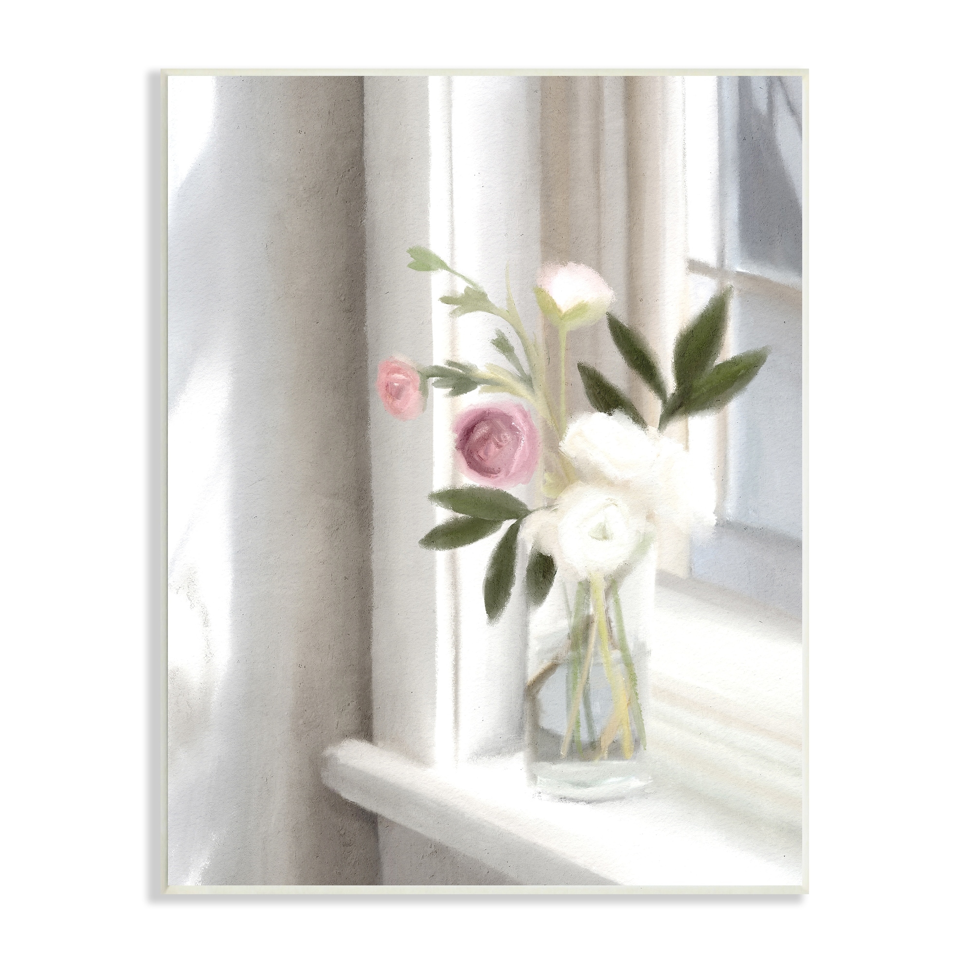 Stupell Industries Sunlit Flower Bouquet Blooming White Petals Windowsill Painting Unframed Art Print Wall Art, Design by Leah Straatsma