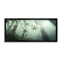 Stupell Industries Sunlit Forest Greenery Landscape Painting Black Framed Art Print Wall Art, 24 x 10