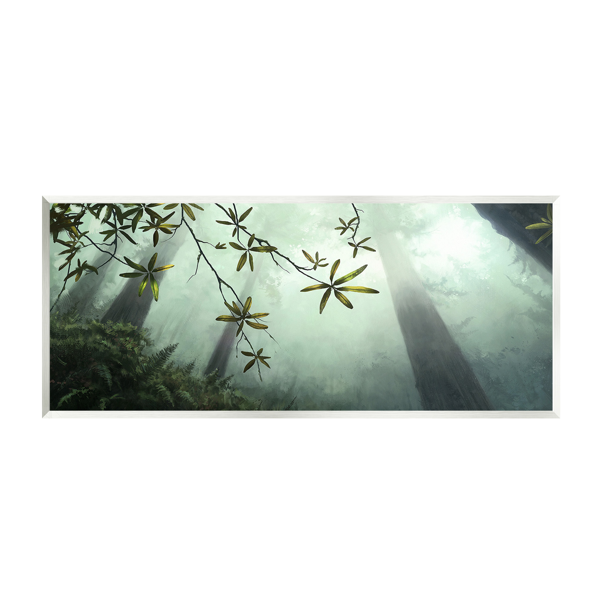 Stupell Industries Sunlit Forest Greenery Landscape Painting Unframed Art Print Wall Art, 17 x 7